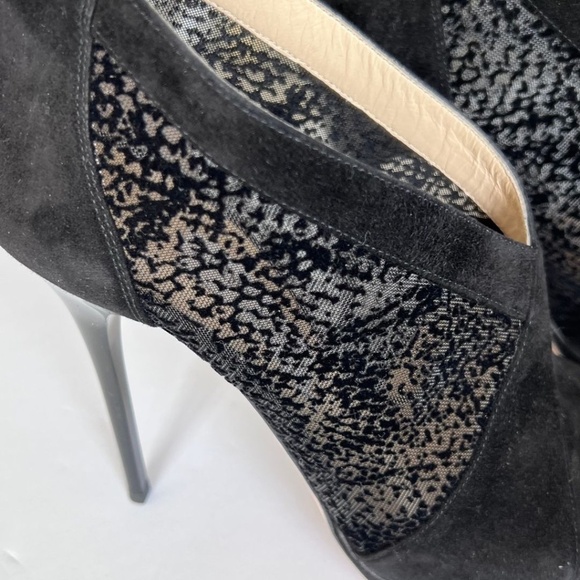 Jimmy Choo Black Suede/Mesh "Vivid" Ankle Booties Size 10.5 (40.5) With Box - Picture 12 of 14